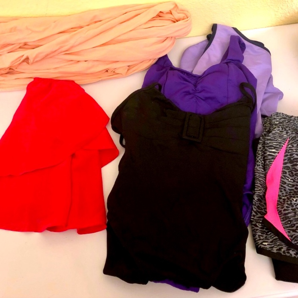 Summer Dance Cheer Flattering Shorts Tees Leotards + 6 Ballerina Footless Tights